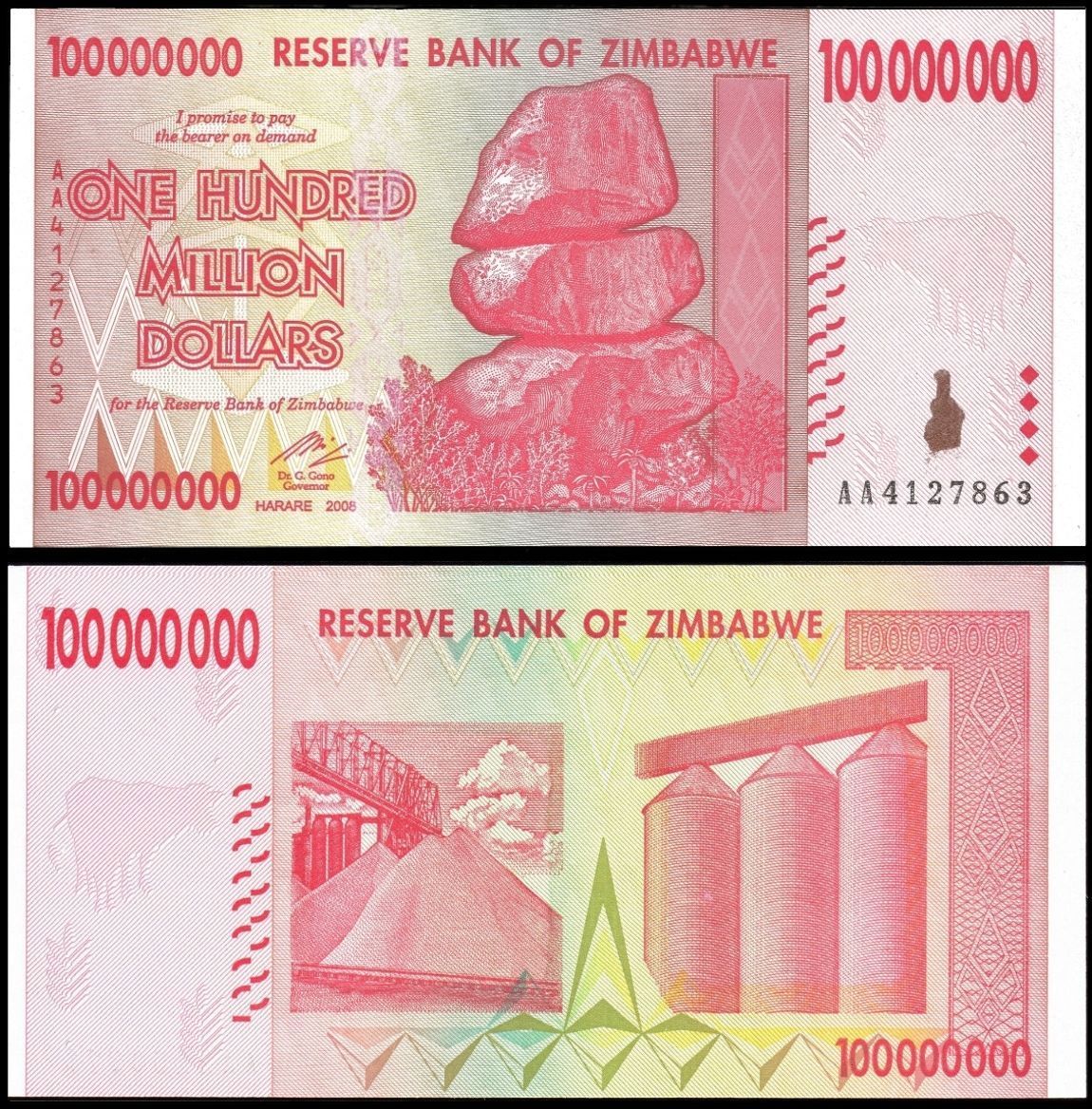 100 triệu dollars Zimbabwe 2008