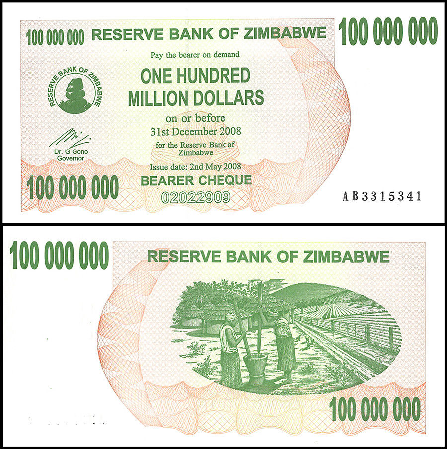 100 triệu dollars Zimbabwe 2008