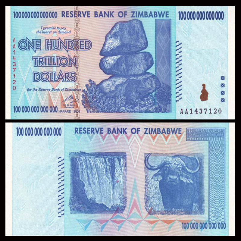 100 ngàn tỷ dollars Zimbabwe 2008
