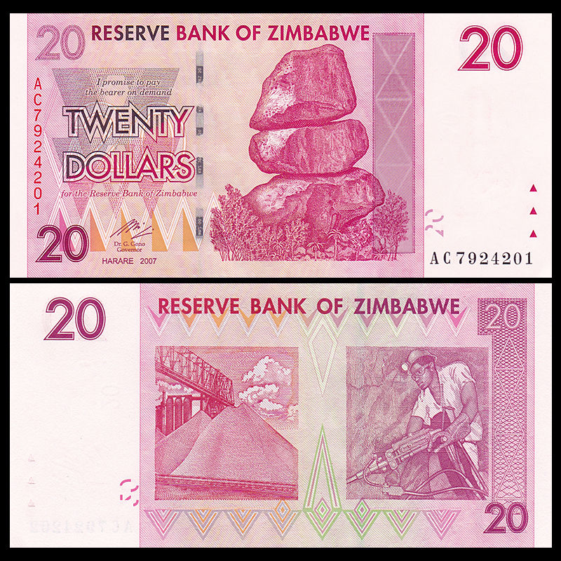 20 dollars Zimbabwe 2007