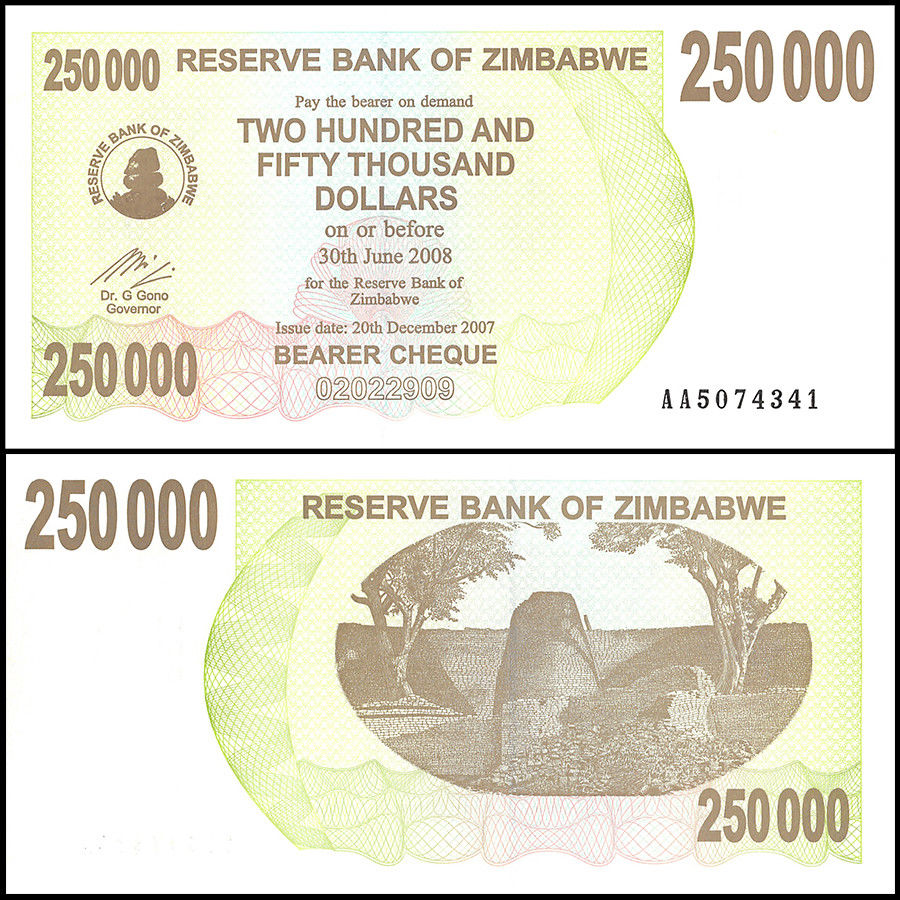 250000 dollars Zimbabwe 2007