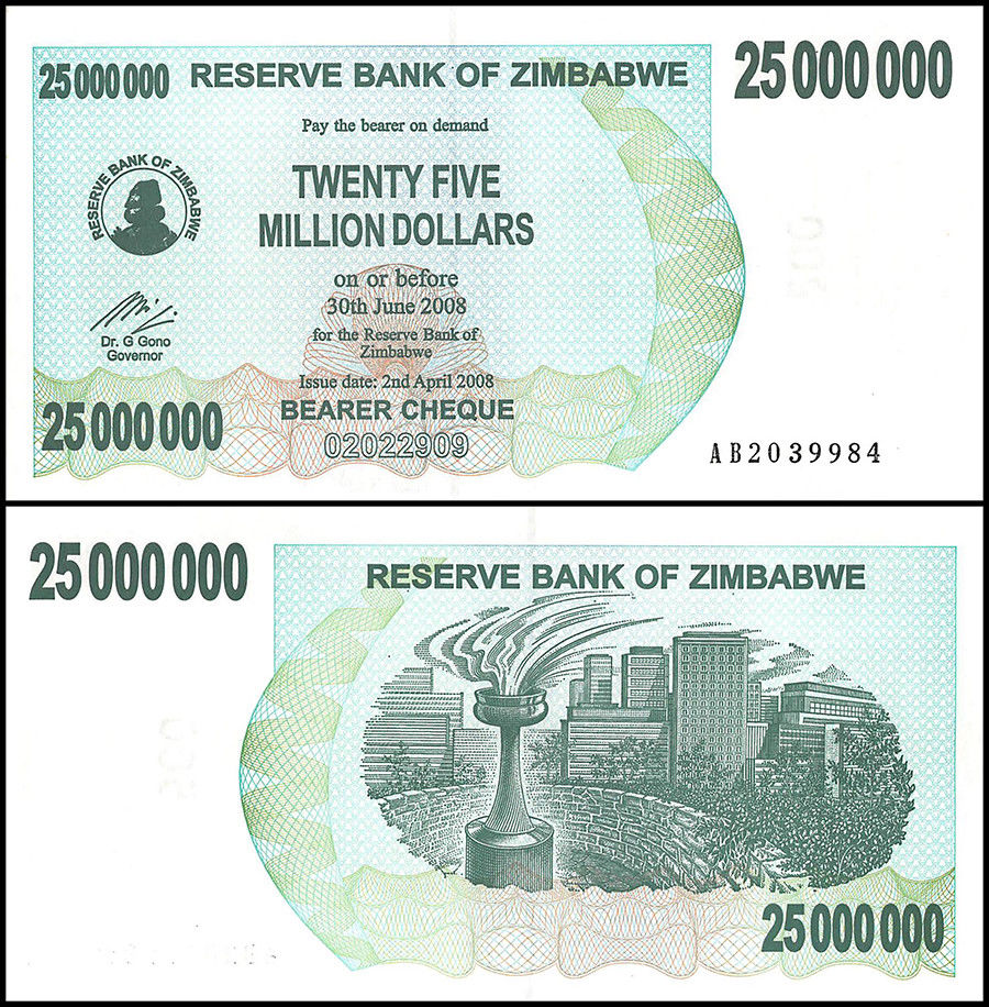 25 triệu dollars Zimbabwe 2008