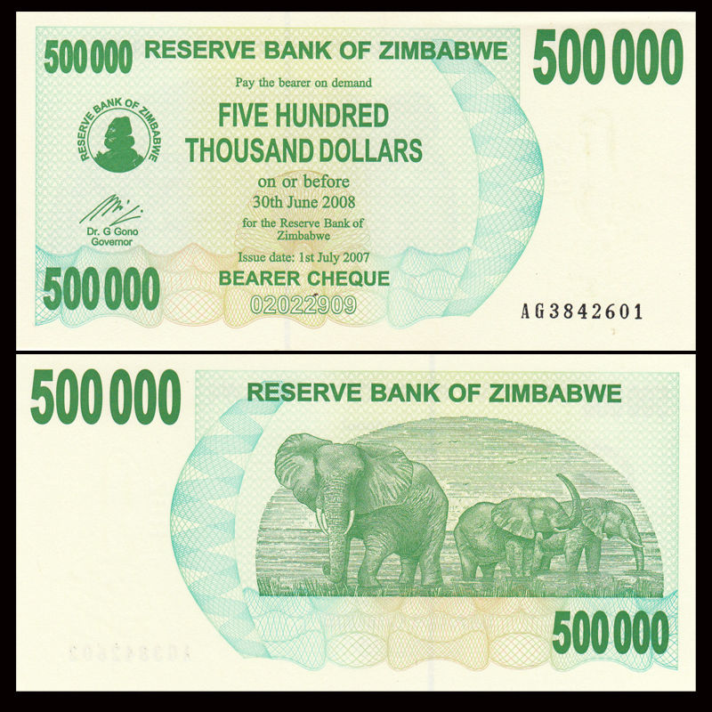 500000 dollars Zimbabwe 2007