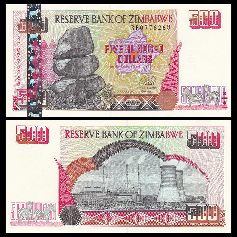 500 dollars Zimbabwe 2001