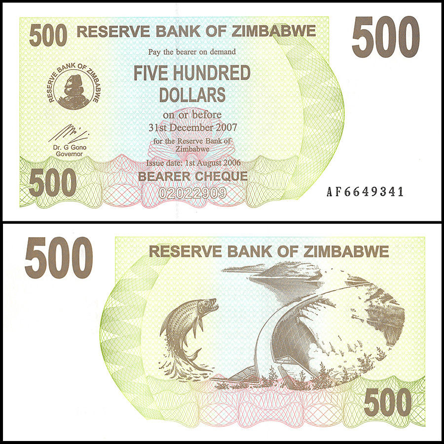 500 dollars Zimbabwe 2006