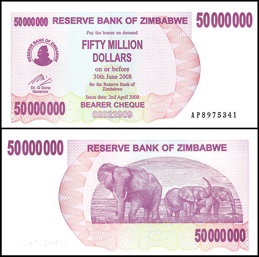 50 triệu dollars Zimbabwe 2008