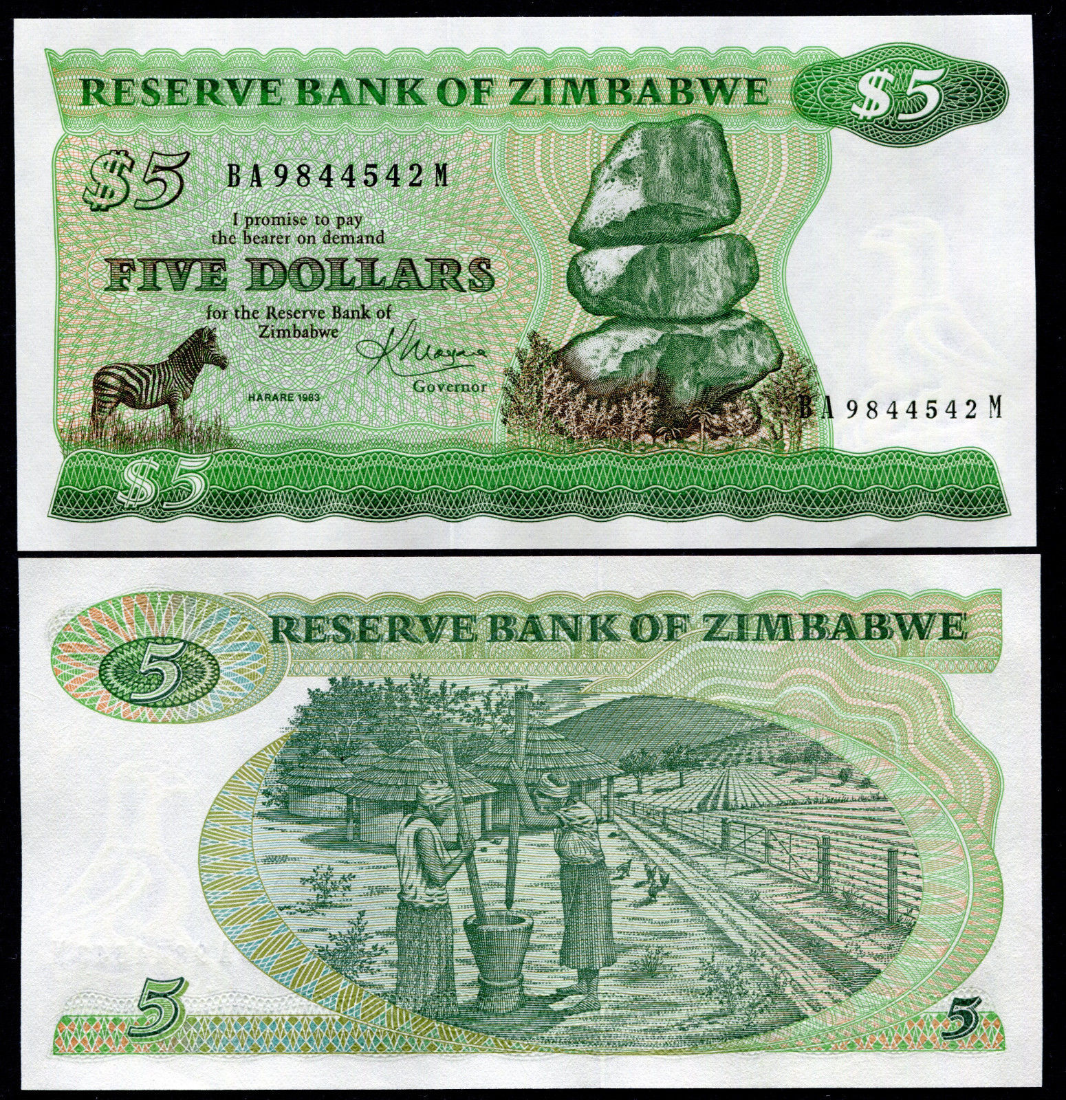 5 dollars Zimbabwe 1983