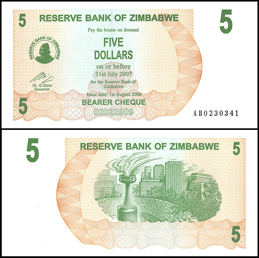 5 dollars Zimbabwe 2006