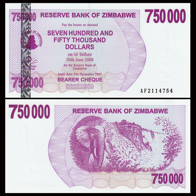 750000 dollars Zimbabwe 2007