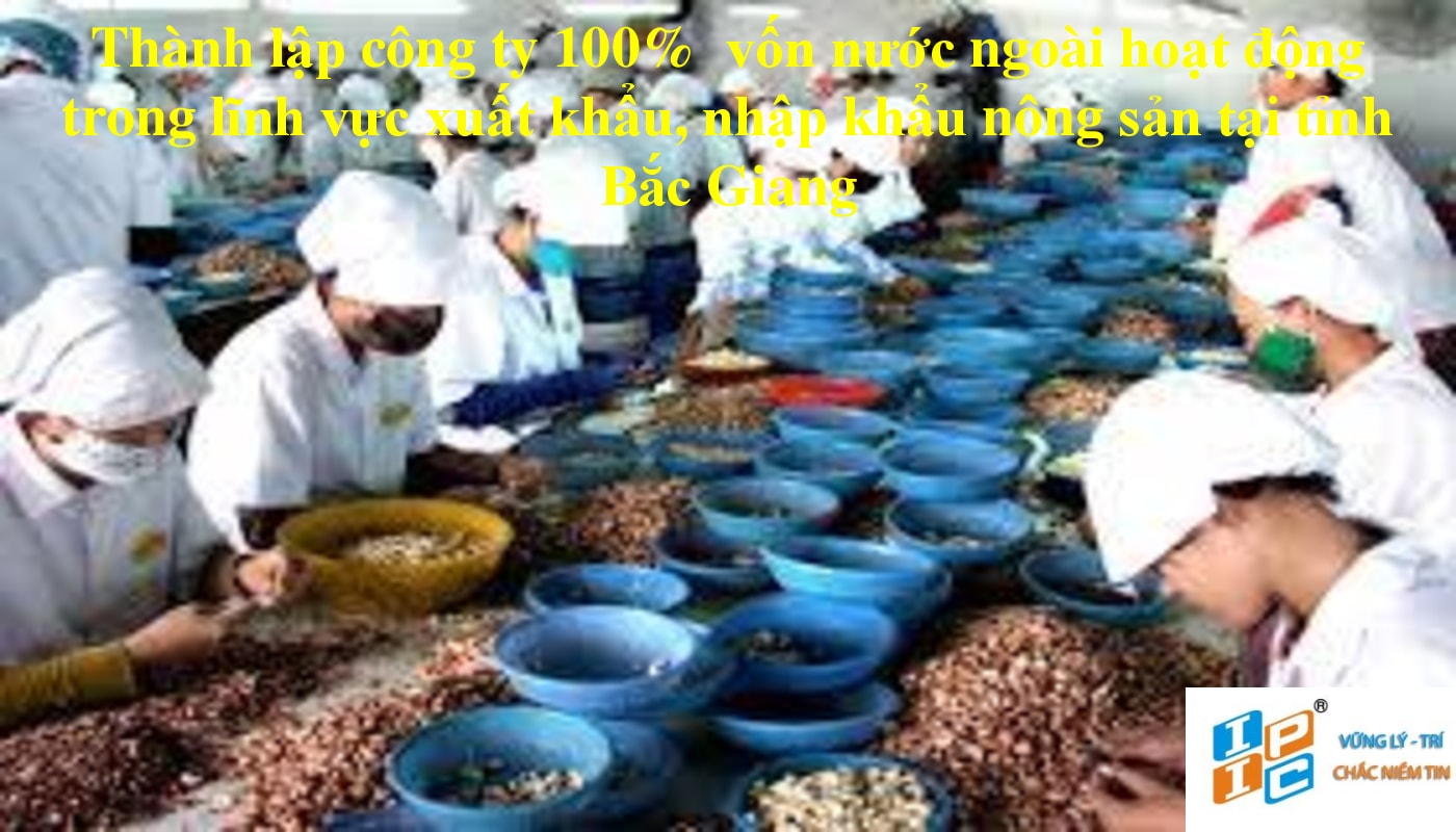 Thành lập công ty 100%  vốn nước ngoài hoạt động trong lĩnh vực xuất khẩu, nhập khẩu nông sản tại tỉnh Bắc Giang