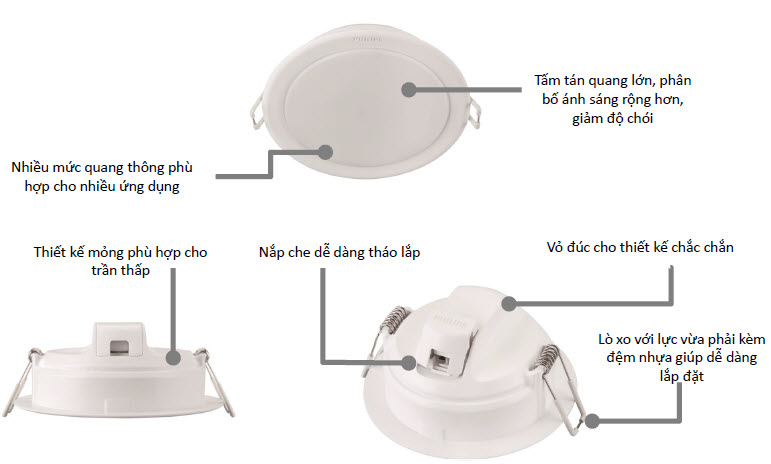 Đèn led downlight âm trần liền nguồn