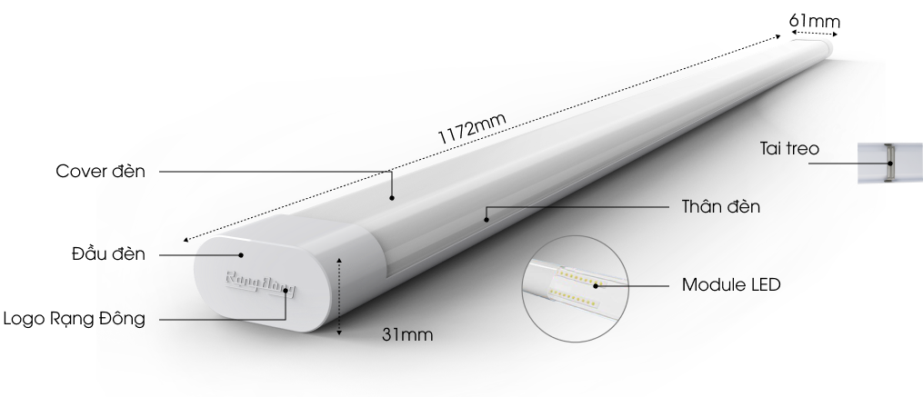 Đèn Bán Nguyệt 50W Rạng Đông M36 1200