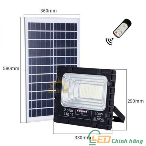 Đèn Pha Năng Lượng Mặt Trời 100W Jindian JD-8800L