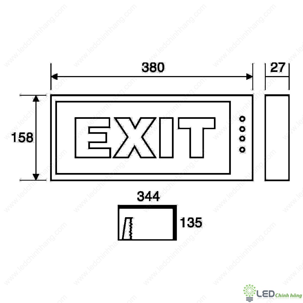 Đèn EXIT thoát hiểm âm tường Paragon PEXA13RW