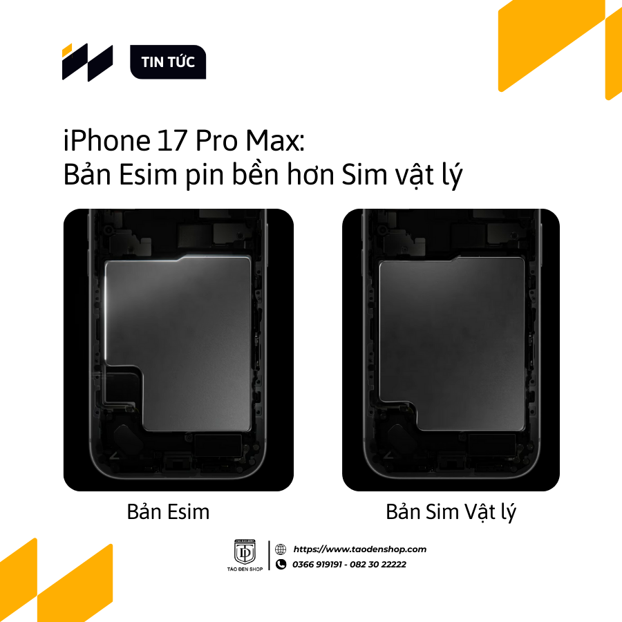 Dung lượng pin iPhone 17 Pro Max bản eSim sẽ lớn hơn Sim vật lý