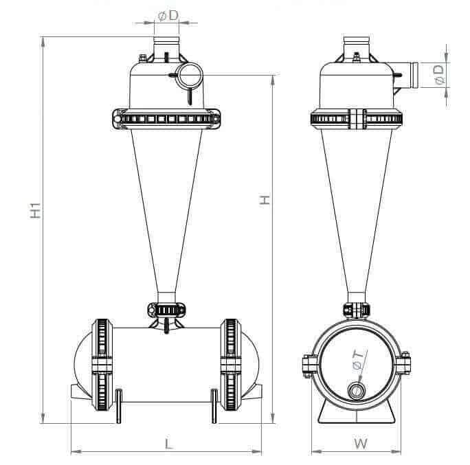 Lọc tách cặn,cát 3″ Aytok Hydrocyclone P2030 (Phi 90mm).