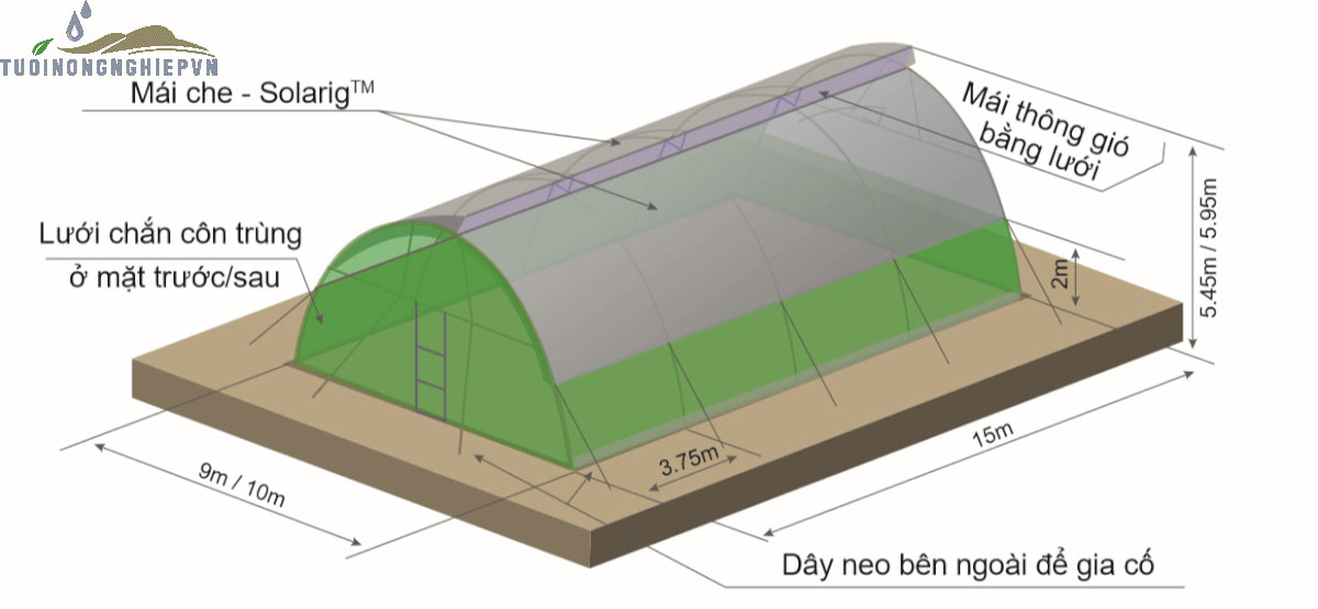 Nhà Kính Mini Solarig Tunnel Kit - Model STK Tropical FV