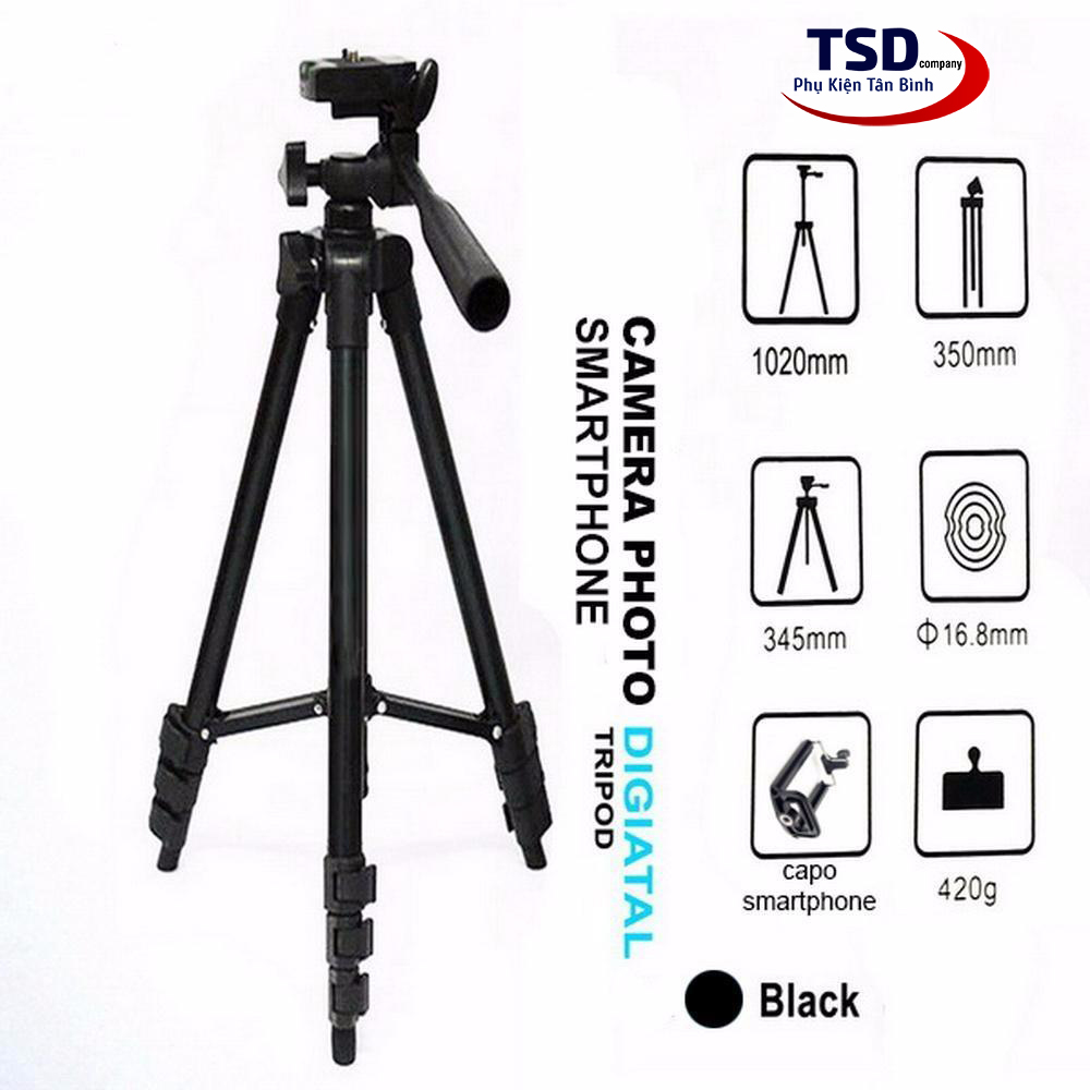 Combo Gậy Chụp Hình Tripod 3 Chân Thân Nhôm Tf 3120 Cho Điện Thoại, Máy Ảnh  Tặng Kèm Remote | Phụ Kiện Tân Bình