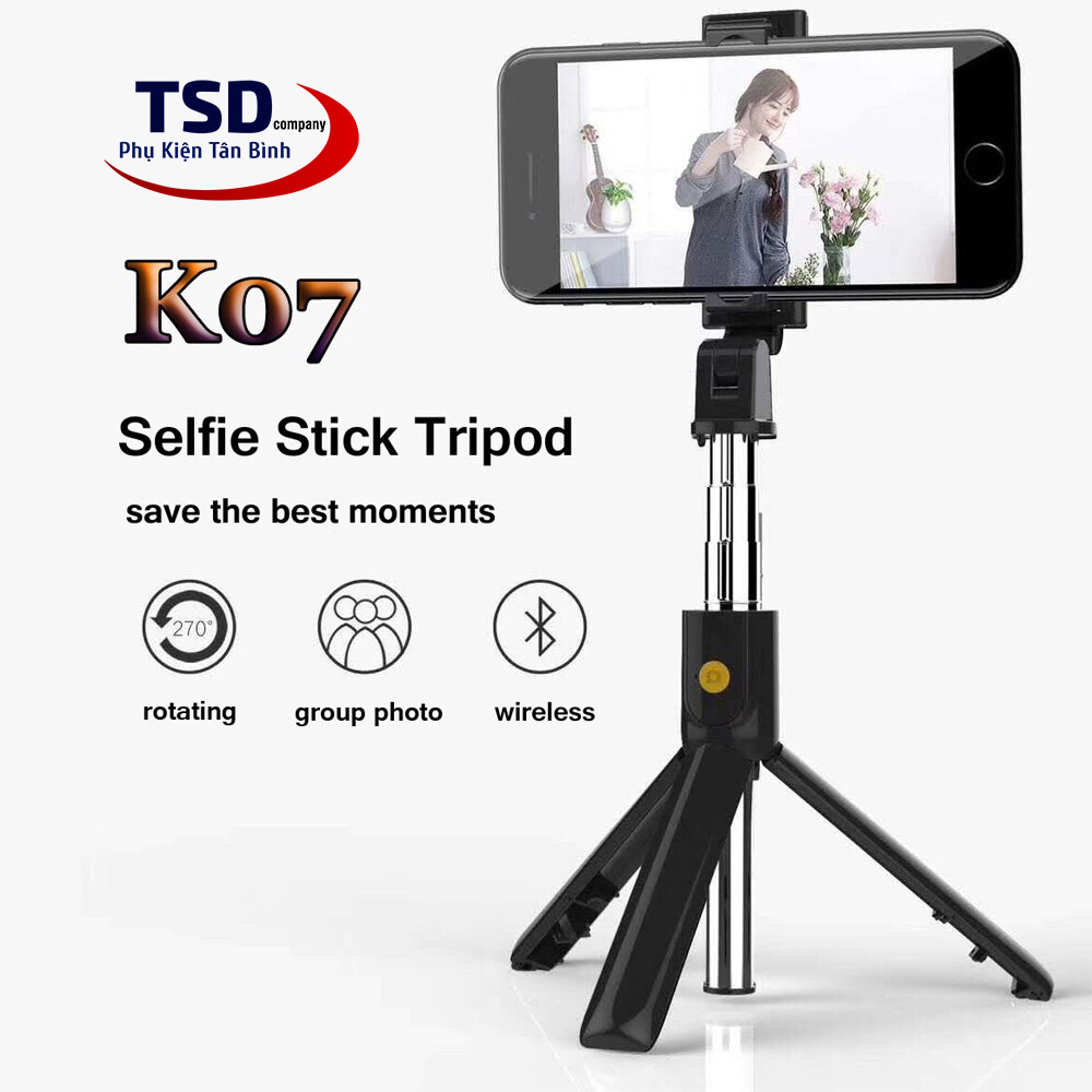 Gậy Chụp Ảnh Tripod 3 Chân K07 Kết Nối Bằng Bluetooth | Phụ Kiện Tân Bình