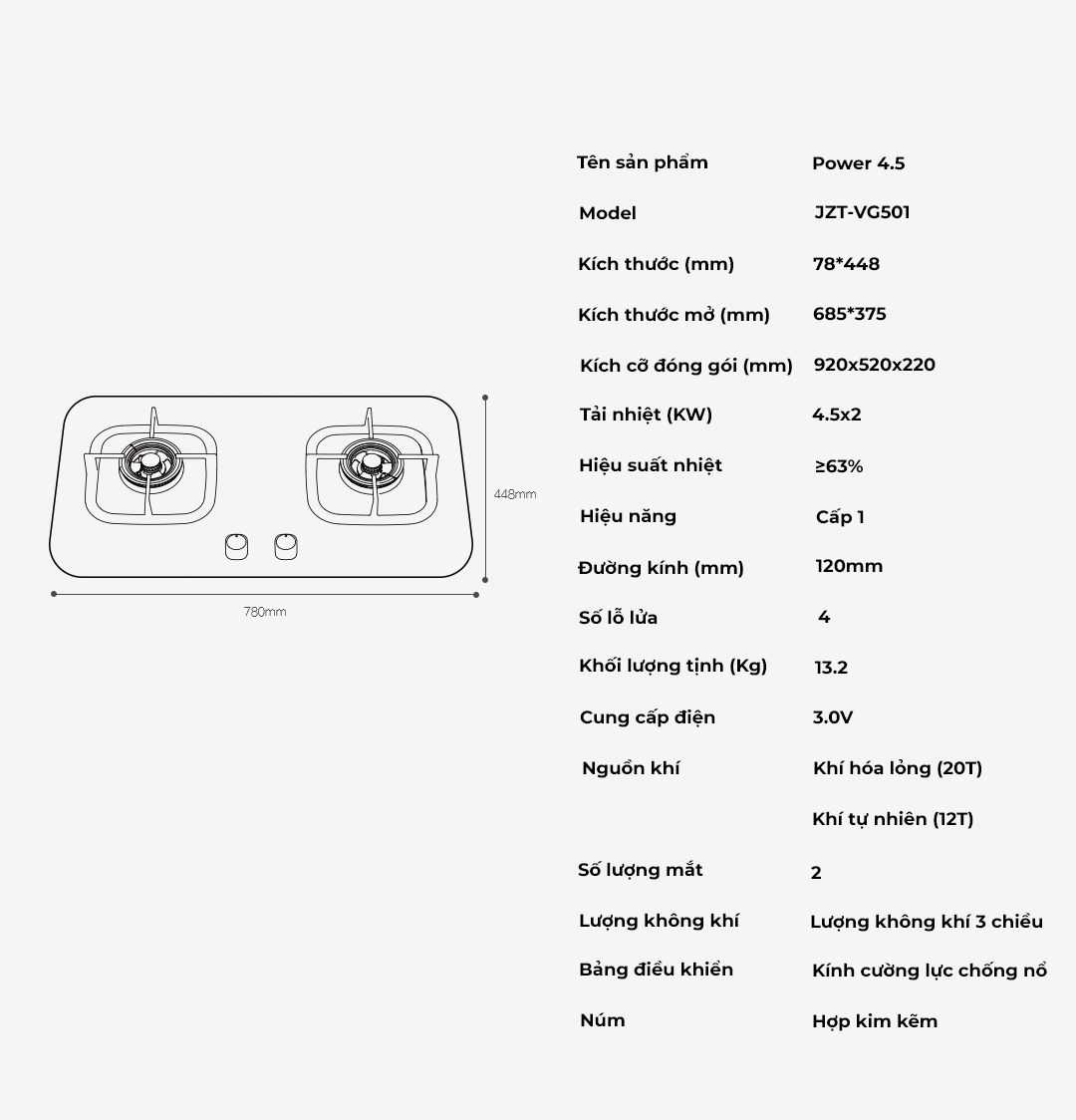 Bếp Gas Đôi Công Suất Lớn Xiaomi Viomi Yunmi