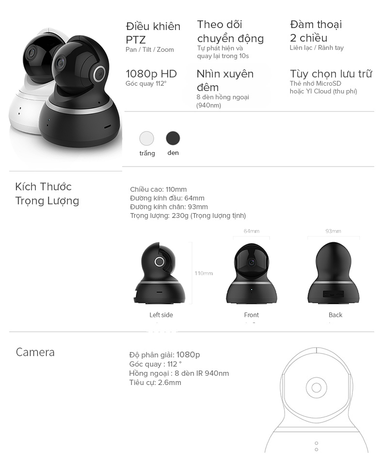 Camera Xiaomi YI Dome 1080p Quốc Tế