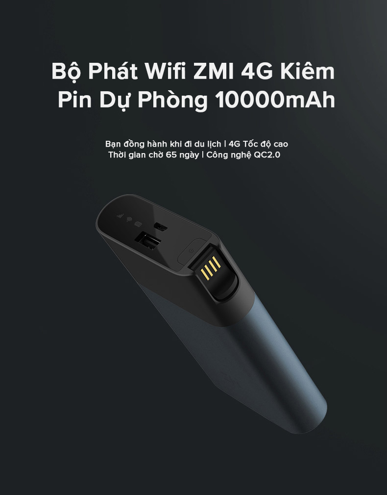 Bộ Phát Wifi ZMI 4G Kiêm Pin Dự Phòng 10000mAh