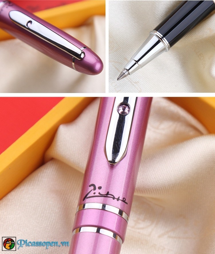Chi tiết thiết kế bút dạ bi cao cấp Picasso 608 màu tím