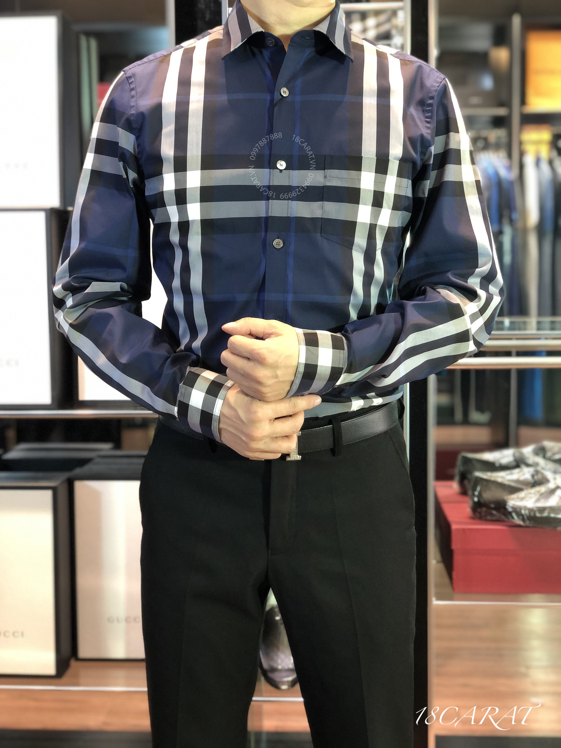 SƠ MI BURBERRY DÀI TAY / Check caro indigor