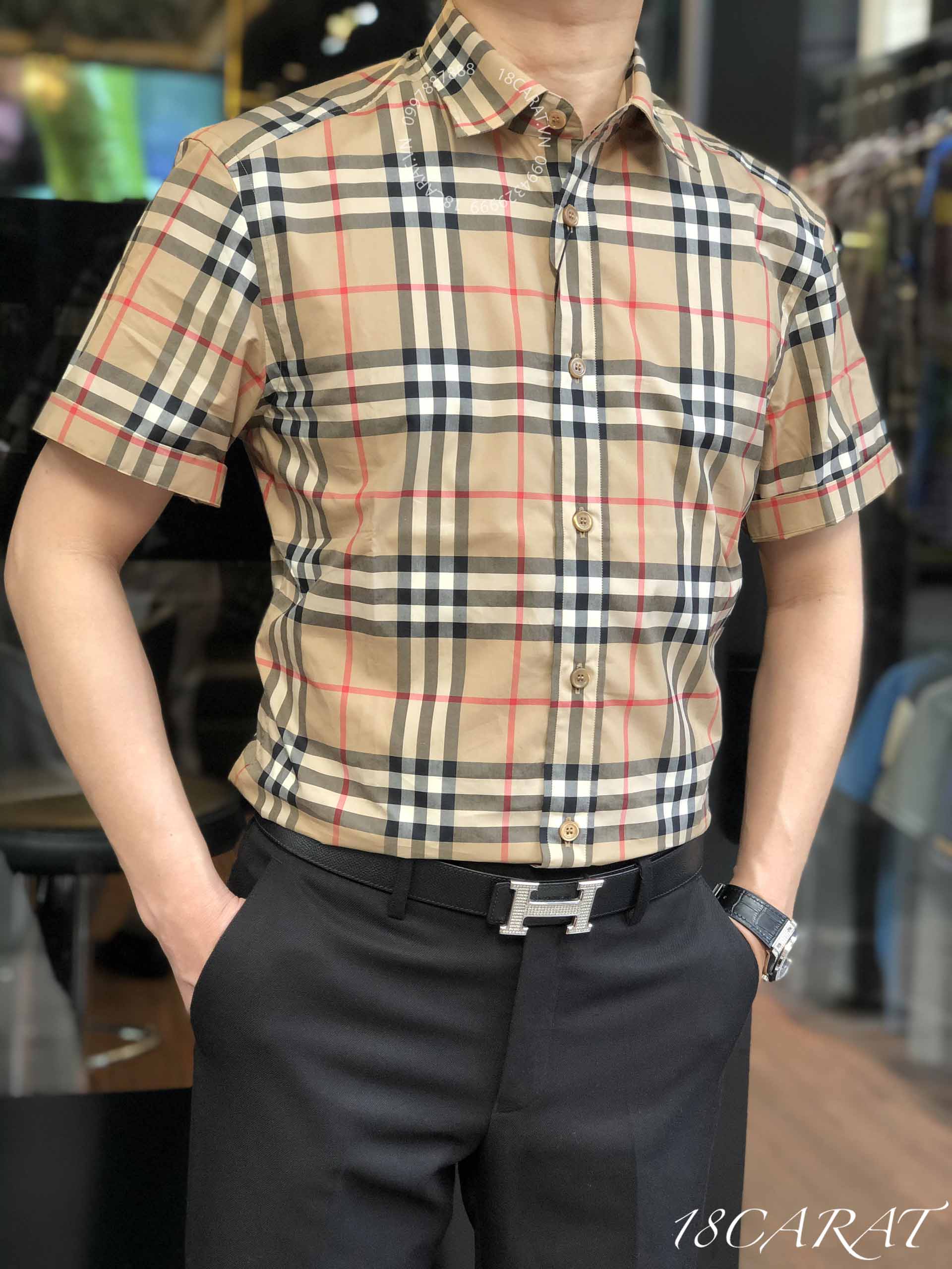 SƠ MI BURBERRY / CỘC TAY CHECK CAMEL