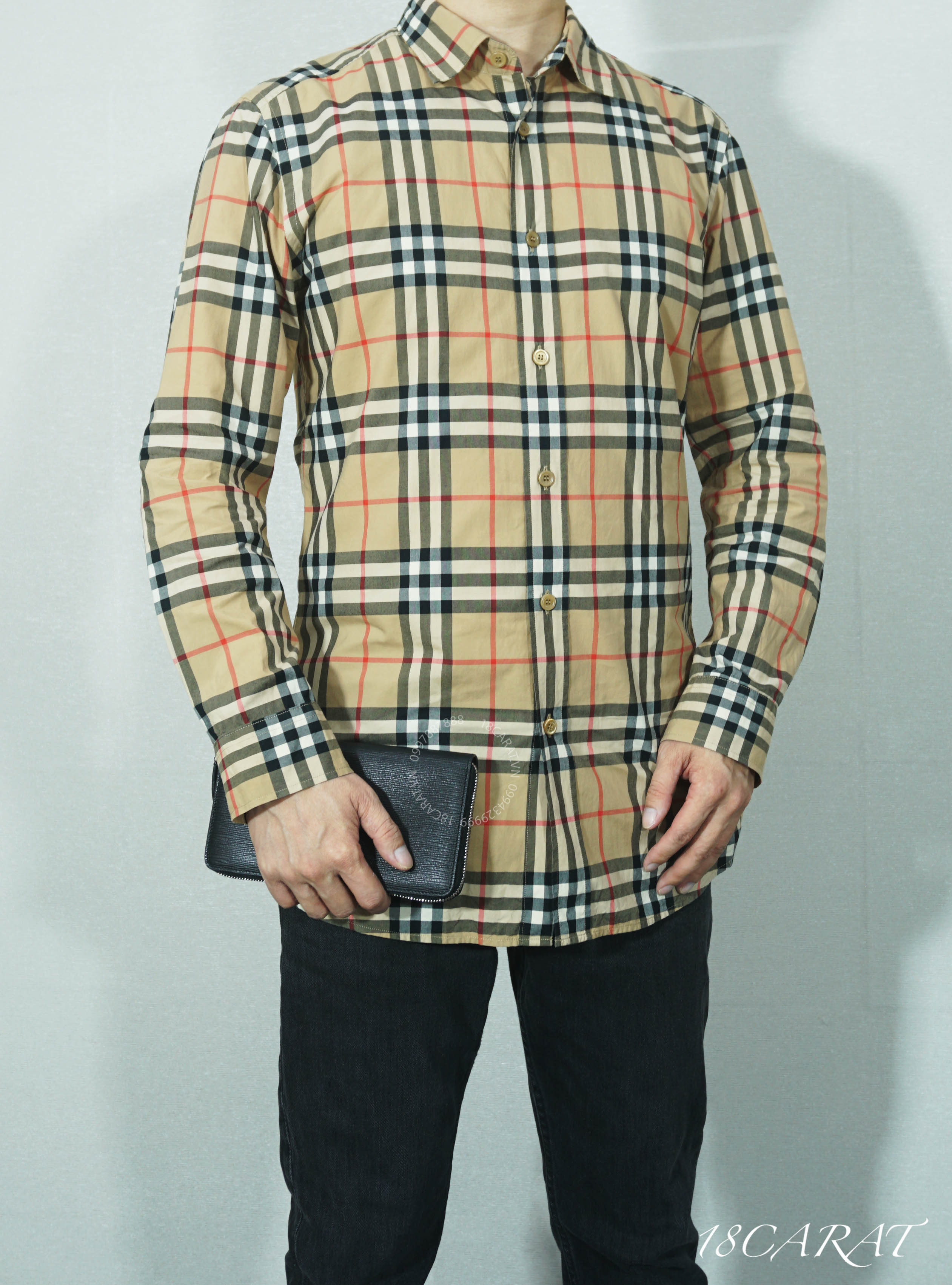 SƠ MI BURBERRY DÀI TAY / CHECK CAMEL