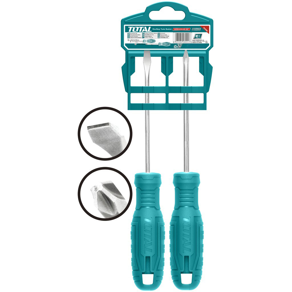 Bộ 2 tua vít dẹp và bake THTDC250201 TOTAL