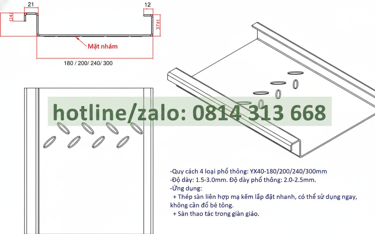 tấm sàn lắp ghép h40w200