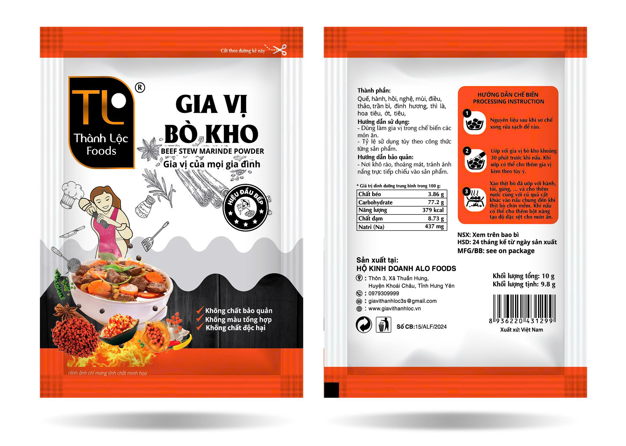 Gia vị bò kho G10g(9.8g)