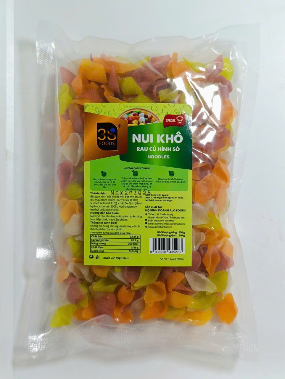 Nui khô (rau củ hình sò) G250g (240g)