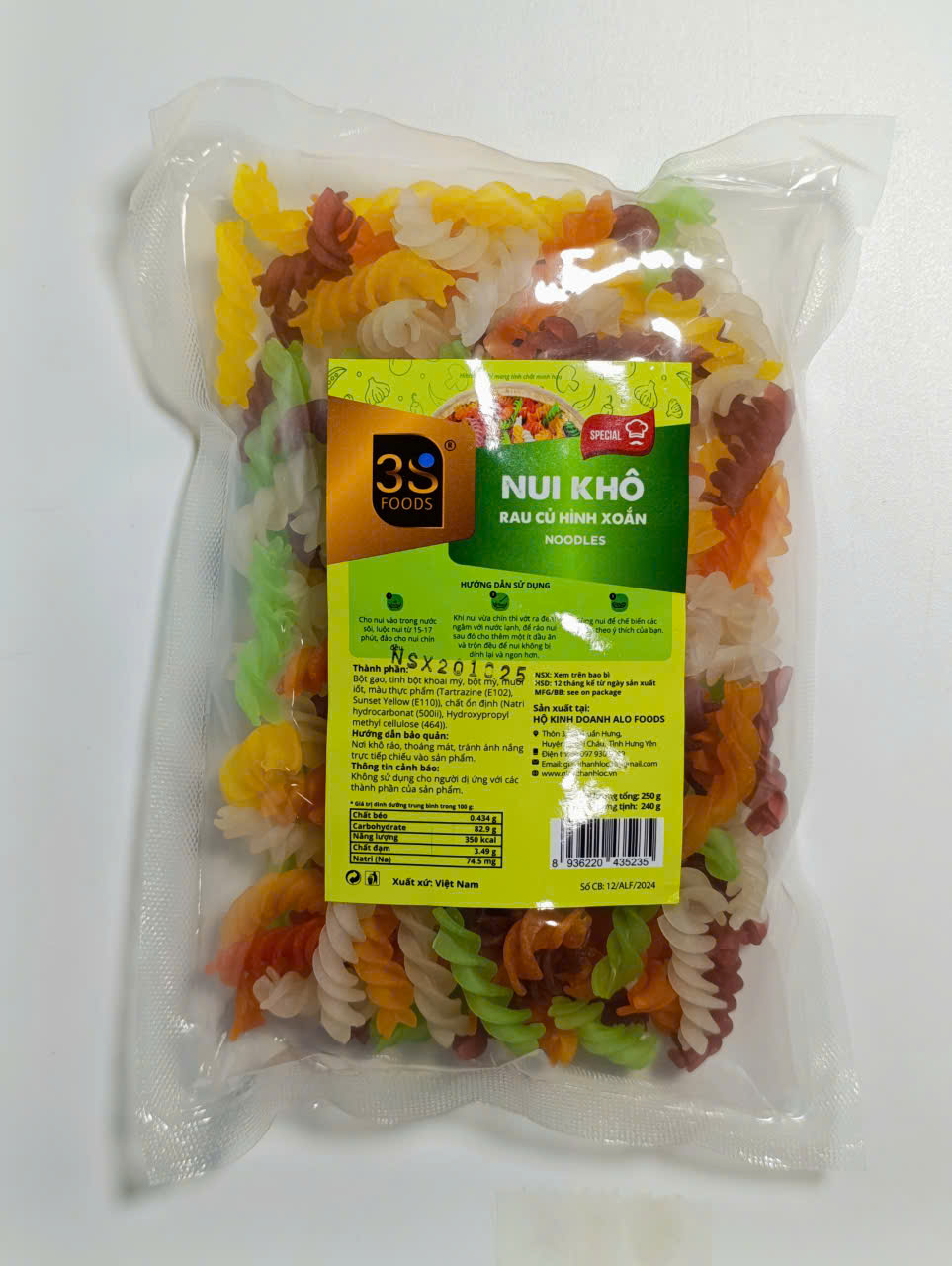 Nui khô (rau củ hình xoắn) G200g (190g)