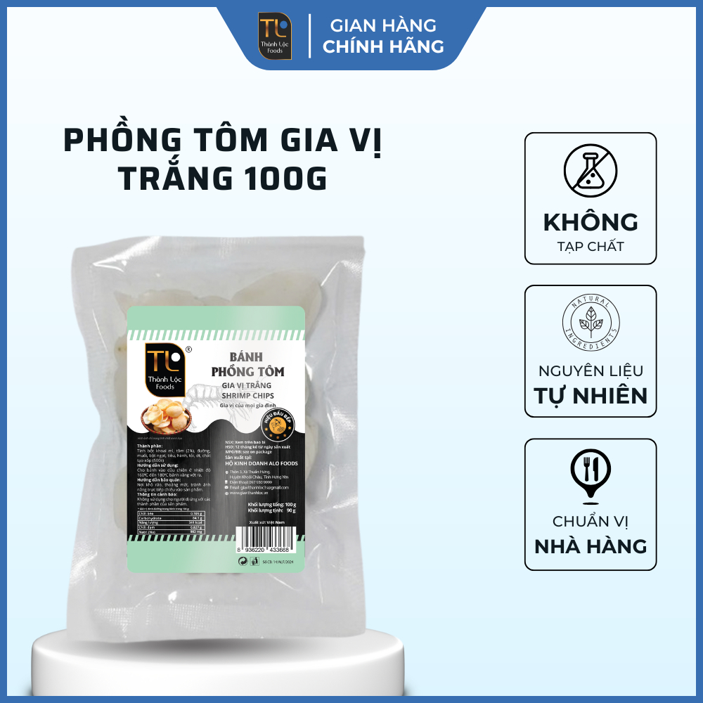 Bánh phồng tôm gia vị trắng G100g (90g)