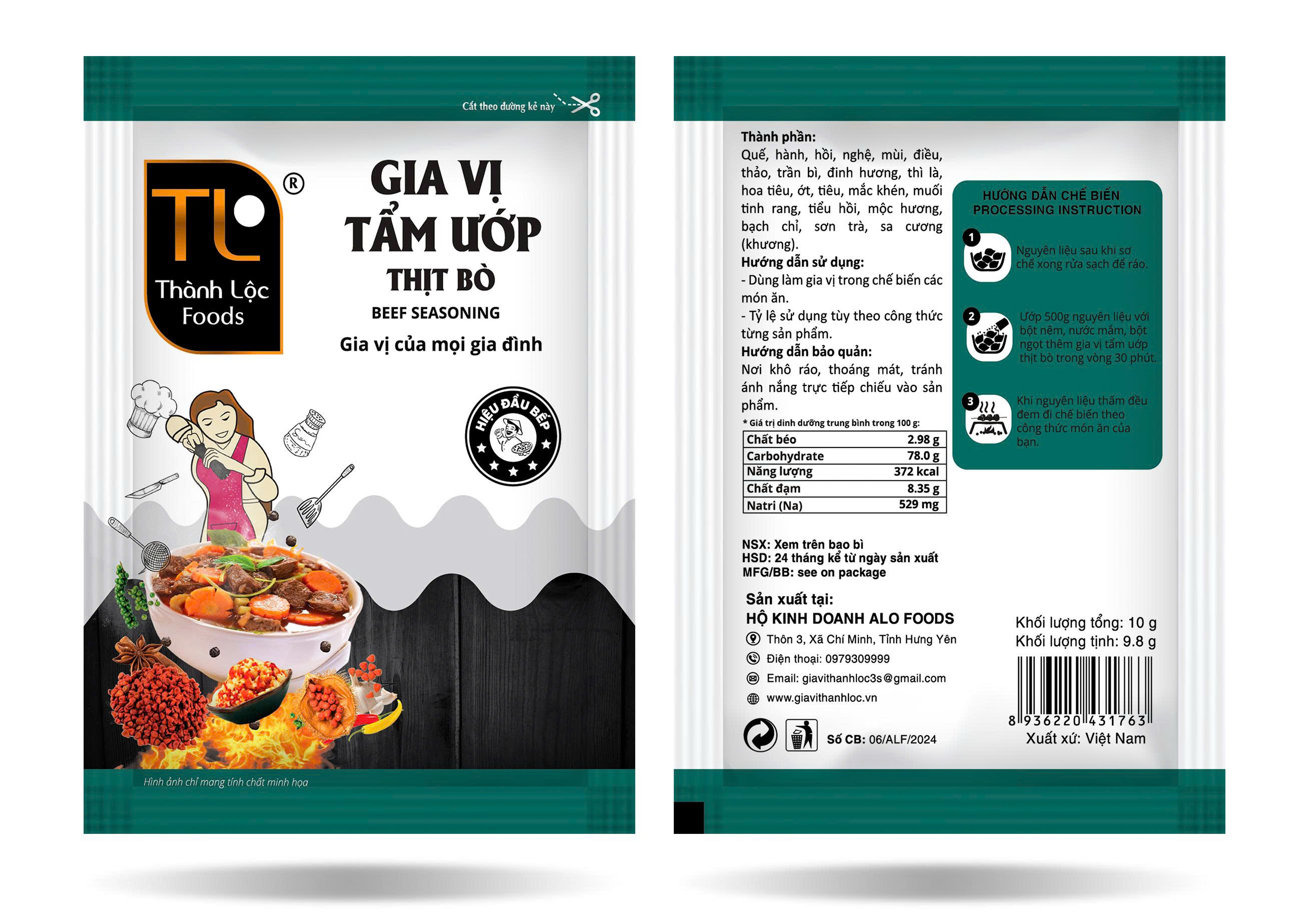 Gia vị ướp thịt bò G10g (9.8g)