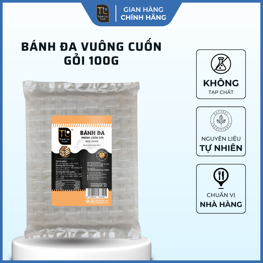 Bánh đa (vuông cuốn gỏi) G100g (90g)