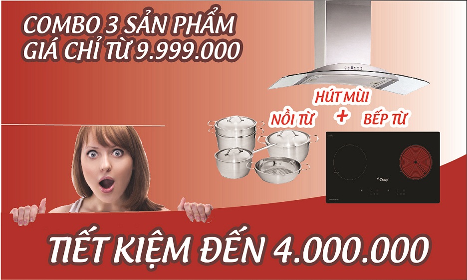 Tiết kiệm tới 4.500.000Đ khi mua bộ combo sản phẩm Bếp từ+hút mùi tại Bếp Đức Việt