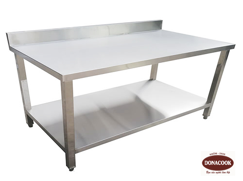 BÀN INOX 2 TẦNG CÓ THÀNH CHẮN