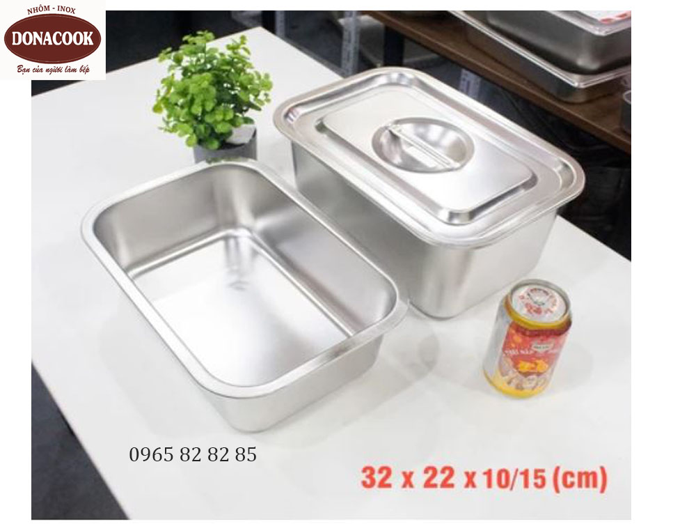 khay inox đựng thực phẩm 32x22x15cm