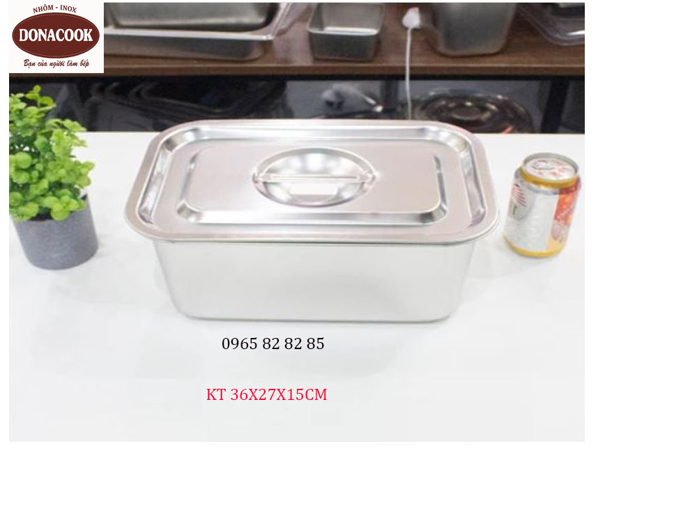 khay inox 36x27x15cm có nắp