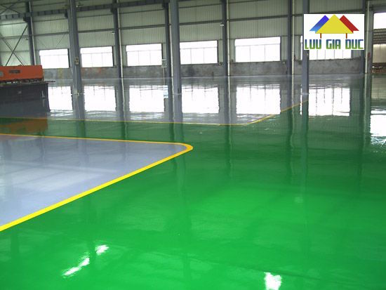 Thi công sơn tự san phẳng epoxy nhà máy dược Hồng Phúc