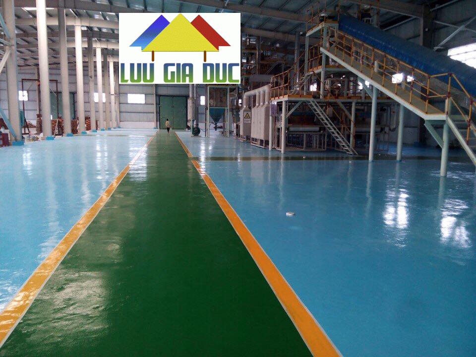 Thi công sơn sàn epoxy nhà máy tinh bột mỳ Nhơn Hội