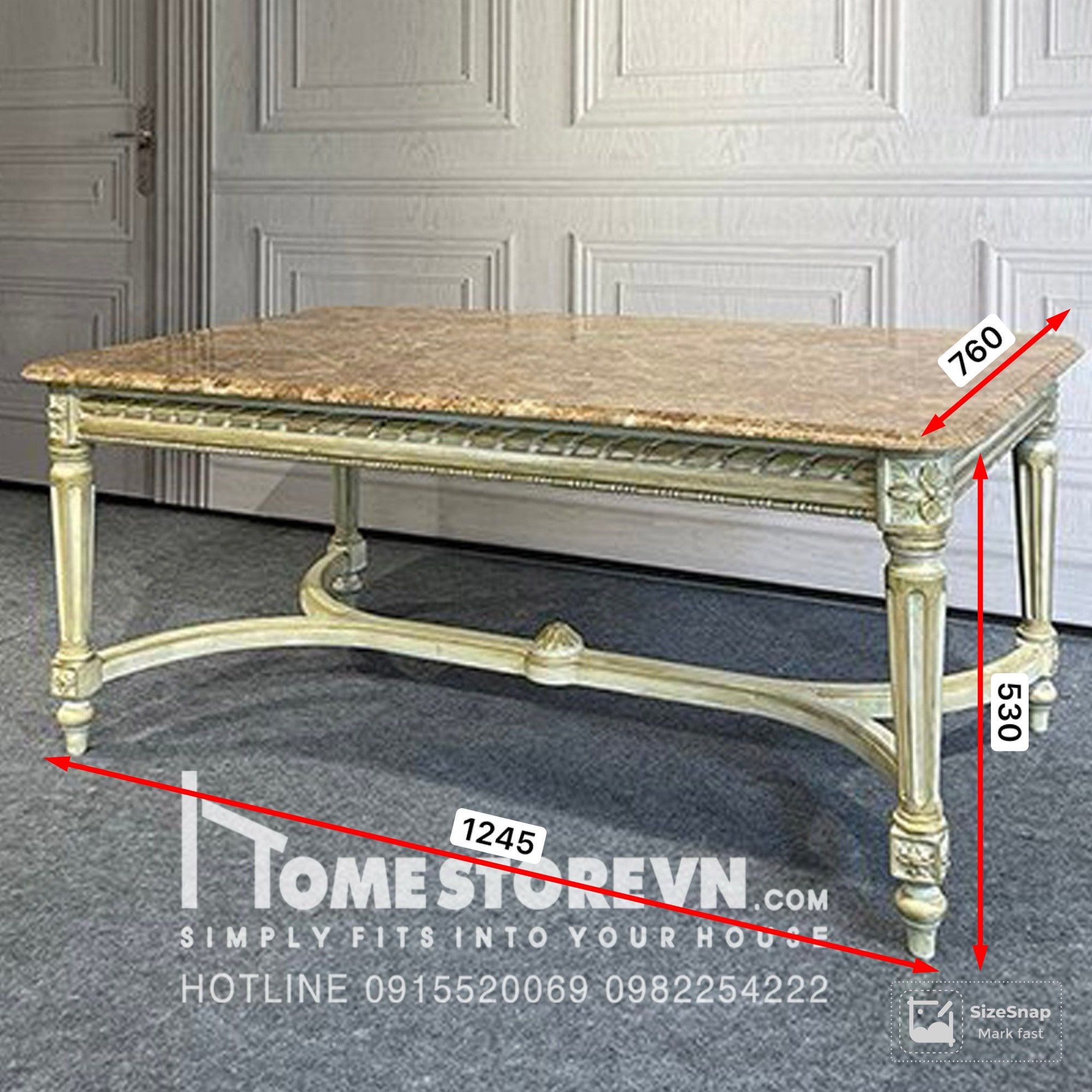 Bàn trà mặt đá cổ điển Royal