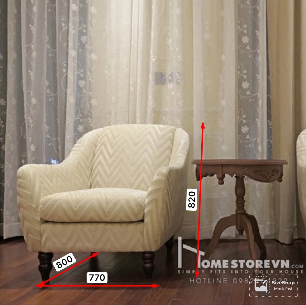 Sofa đơn tay lượn - Vải 3D