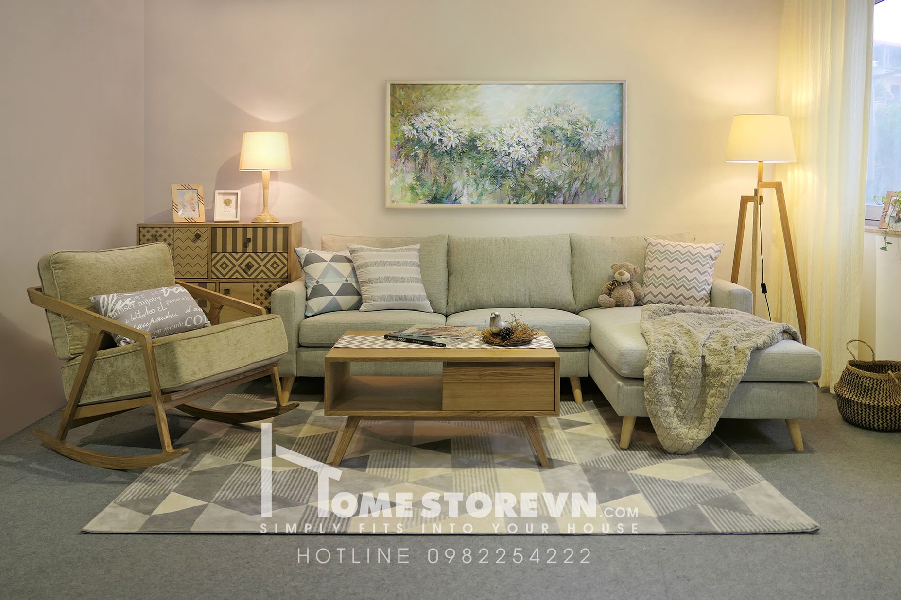Sofa góc L tay thẳng dài 2m4 - SF19