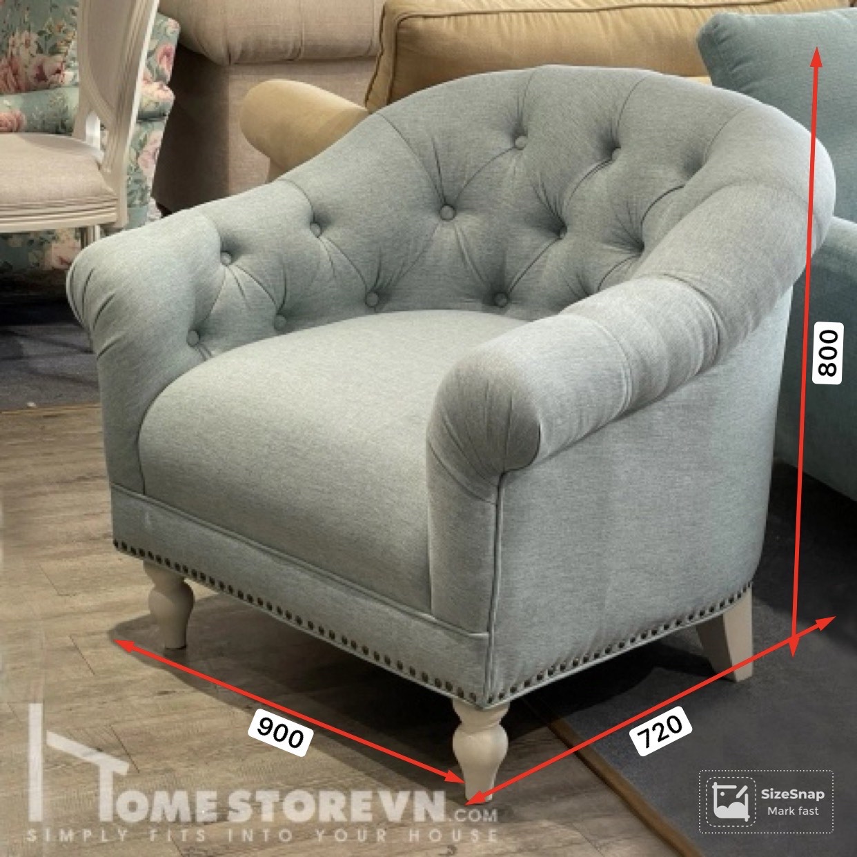 Sofa đơn lưng lượn có nút