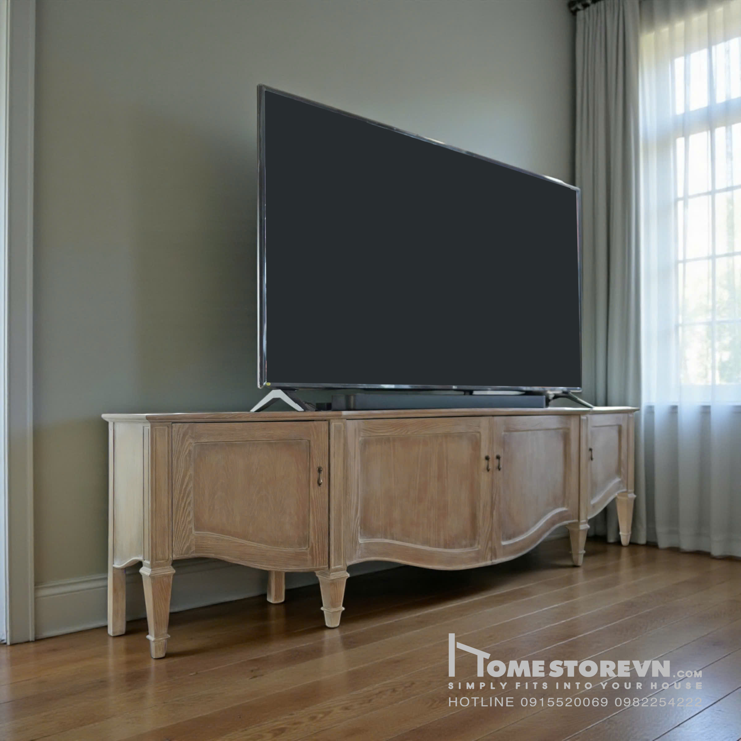 Kệ tivi nâu pháp cổ điển - 1m8 - KTV4