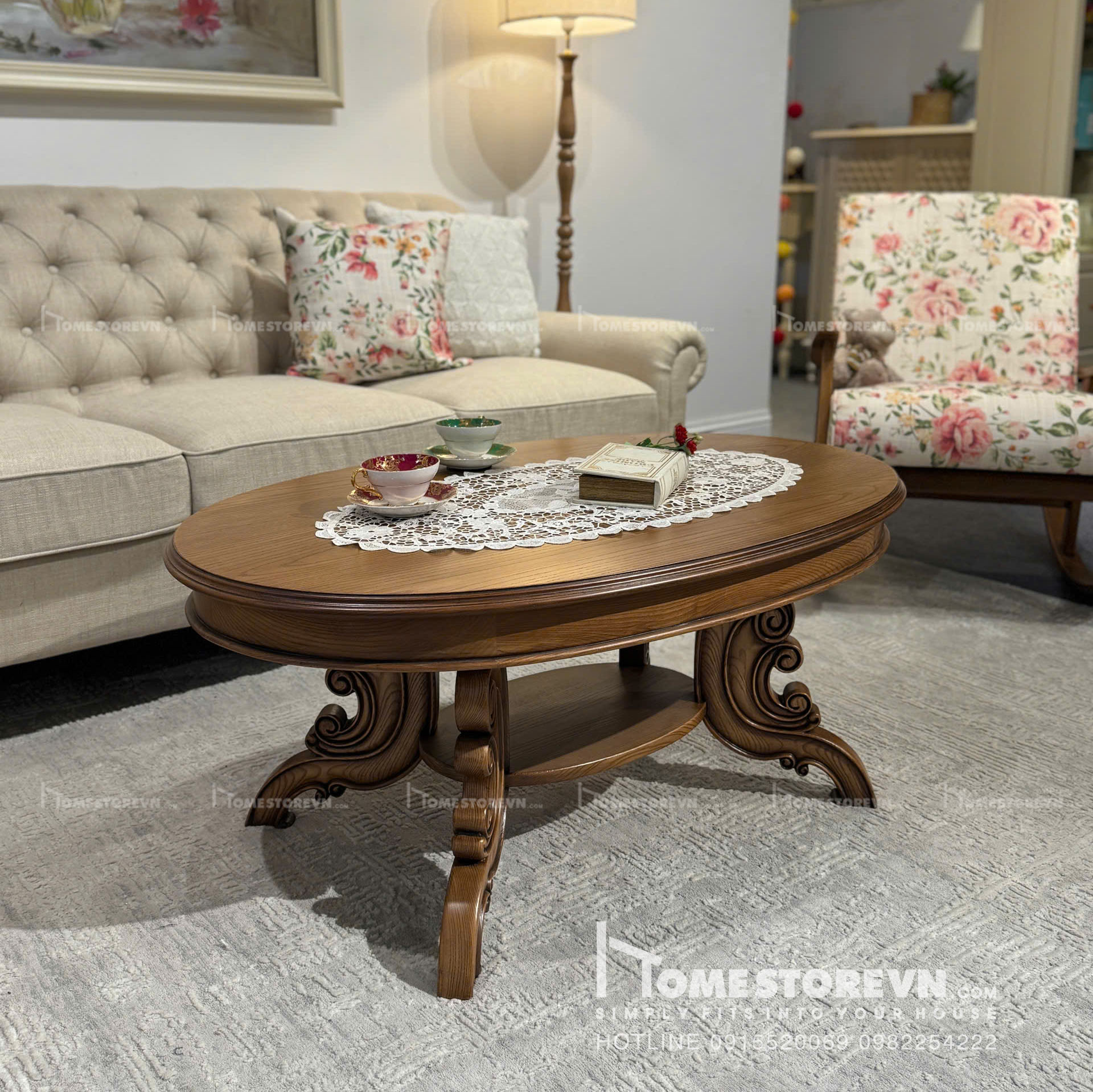 Bàn trà Elip vintage 01 - BTR1N